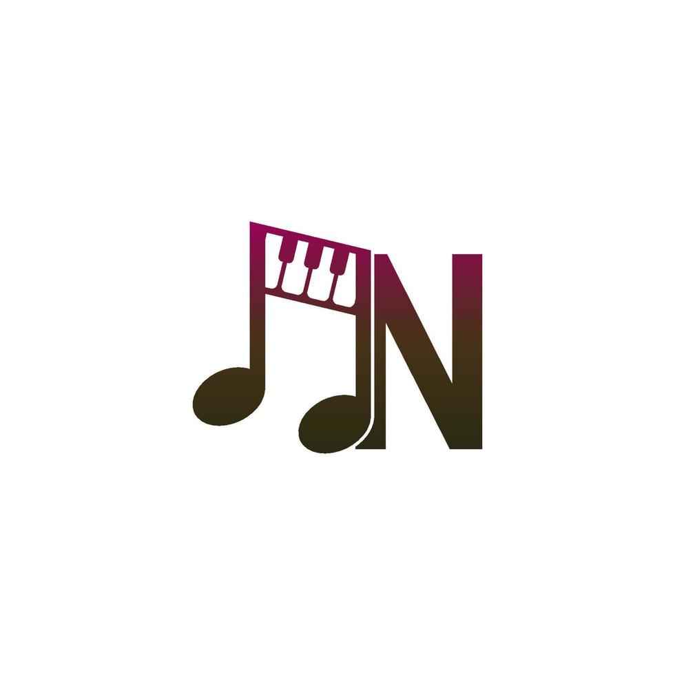 icône du logo lettre n avec modèle de symbole de conception de note de musique vecteur