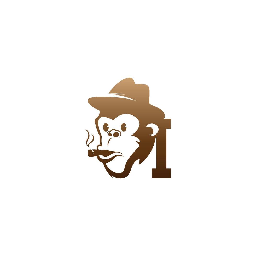 logo d'icône de tête de singe avec la conception de modèle de lettre i vecteur