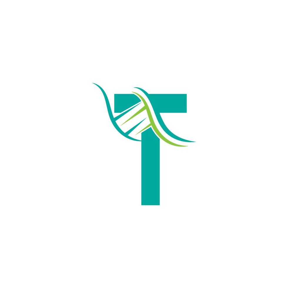 logo d'icône d'adn avec la conception de modèle de lettre t vecteur