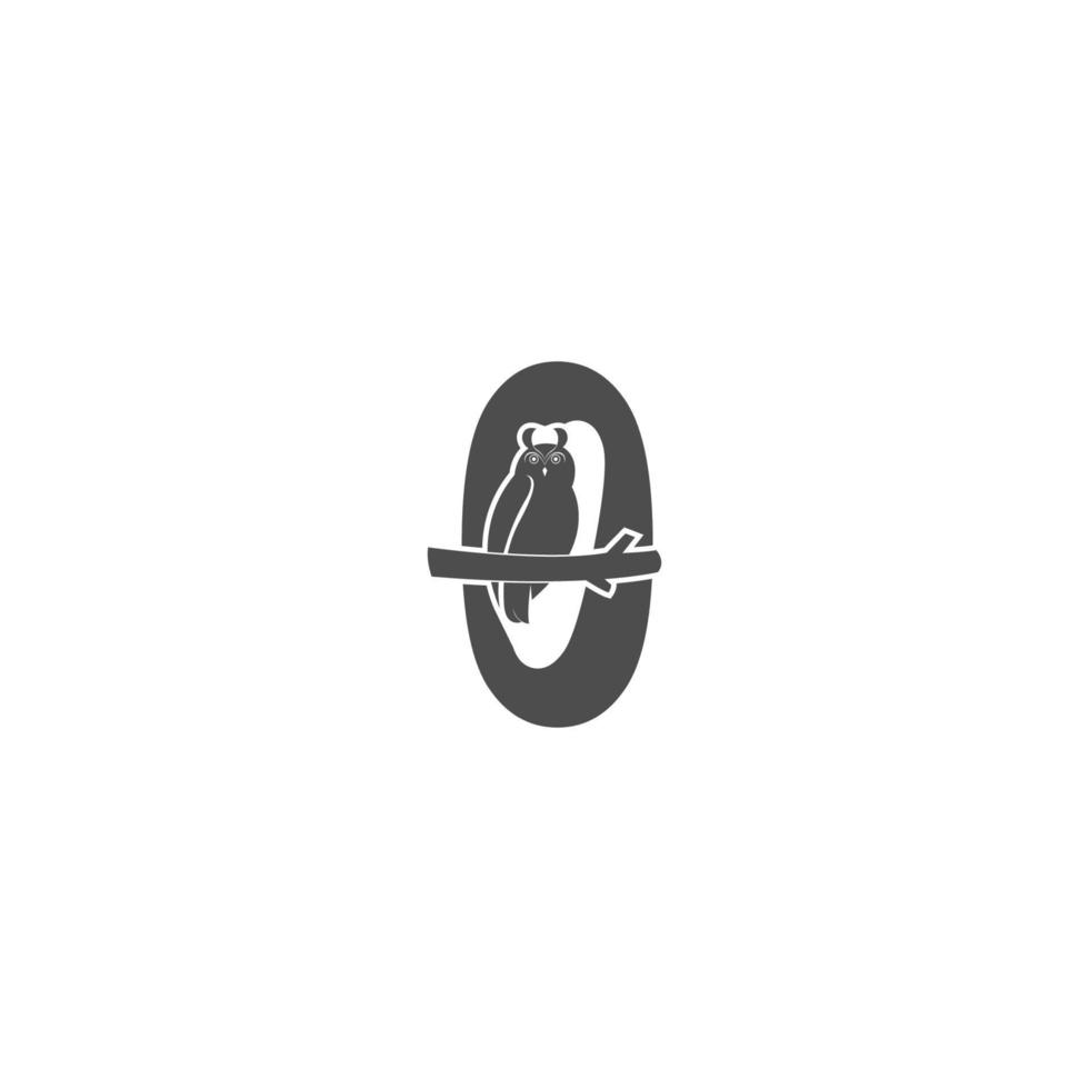 icône du logo numéro zéro avec vecteur de conception d'icône de hibou
