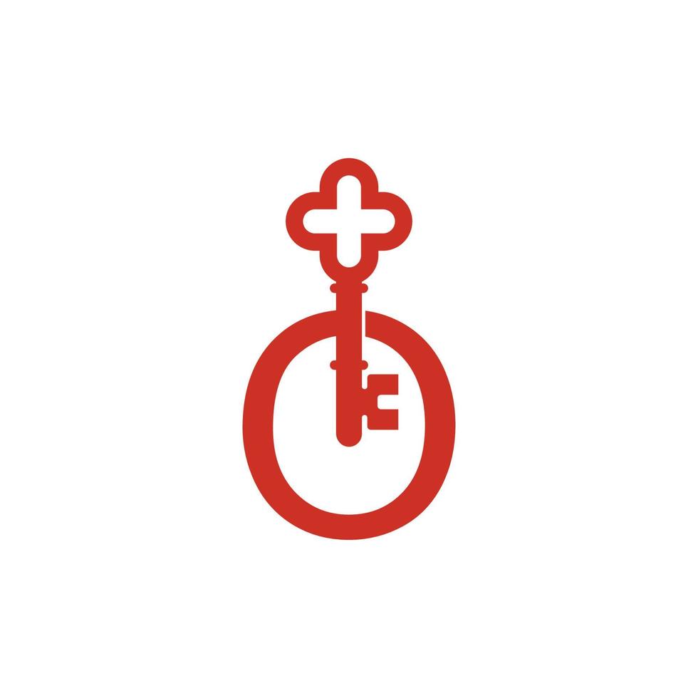 icône du logo lettre o avec modèle de symbole de conception d'icône clé vecteur