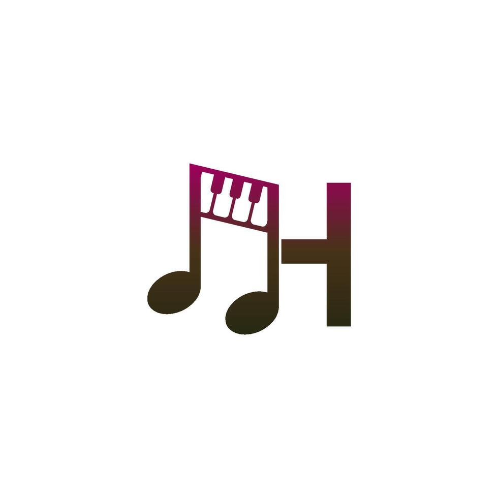 icône du logo lettre h avec modèle de symbole de conception de note de musique vecteur