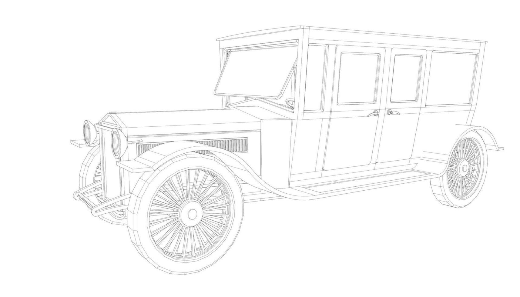 dessin au trait de conception de voiture ancienne vecteur