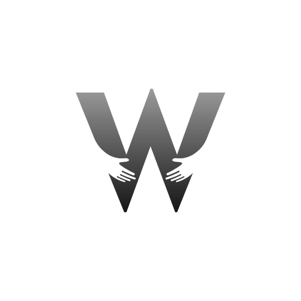 lettre w logo icône avec modèle de symbole de conception de main vecteur