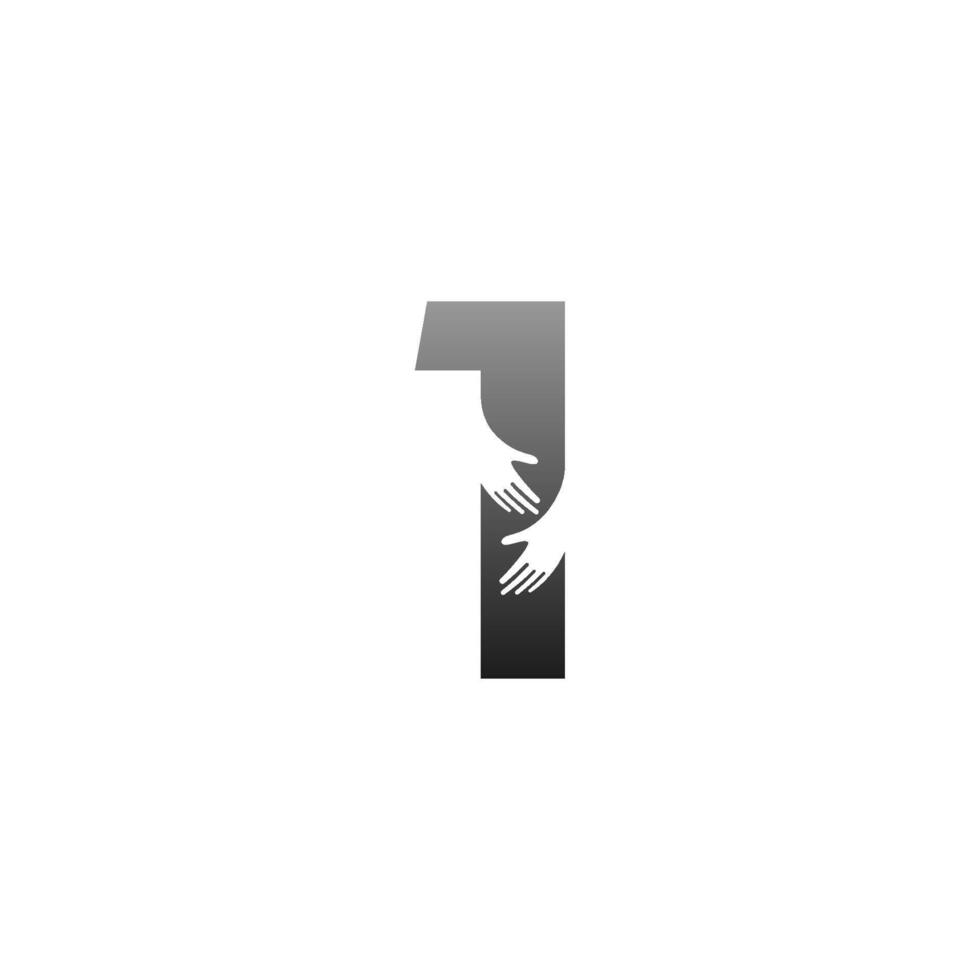 icône du logo numéro 1 avec modèle de symbole de conception de main vecteur