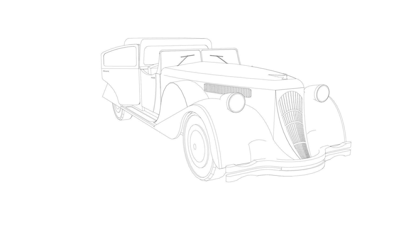 dessin au trait de conception de voiture ancienne vecteur