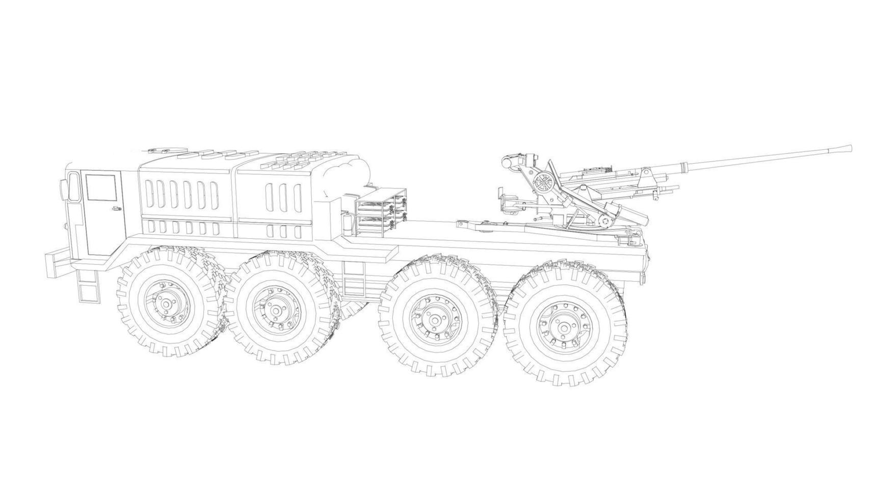 dessin au trait du char destroyer vecteur