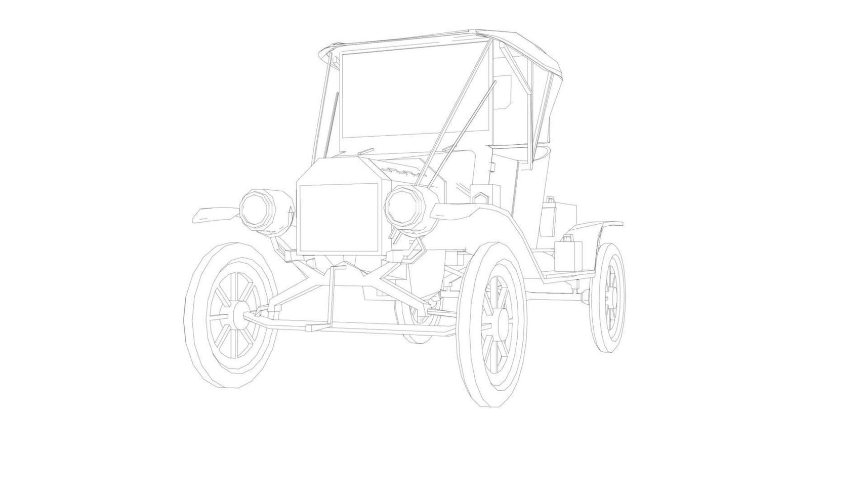 dessin au trait de conception de voiture classique vecteur