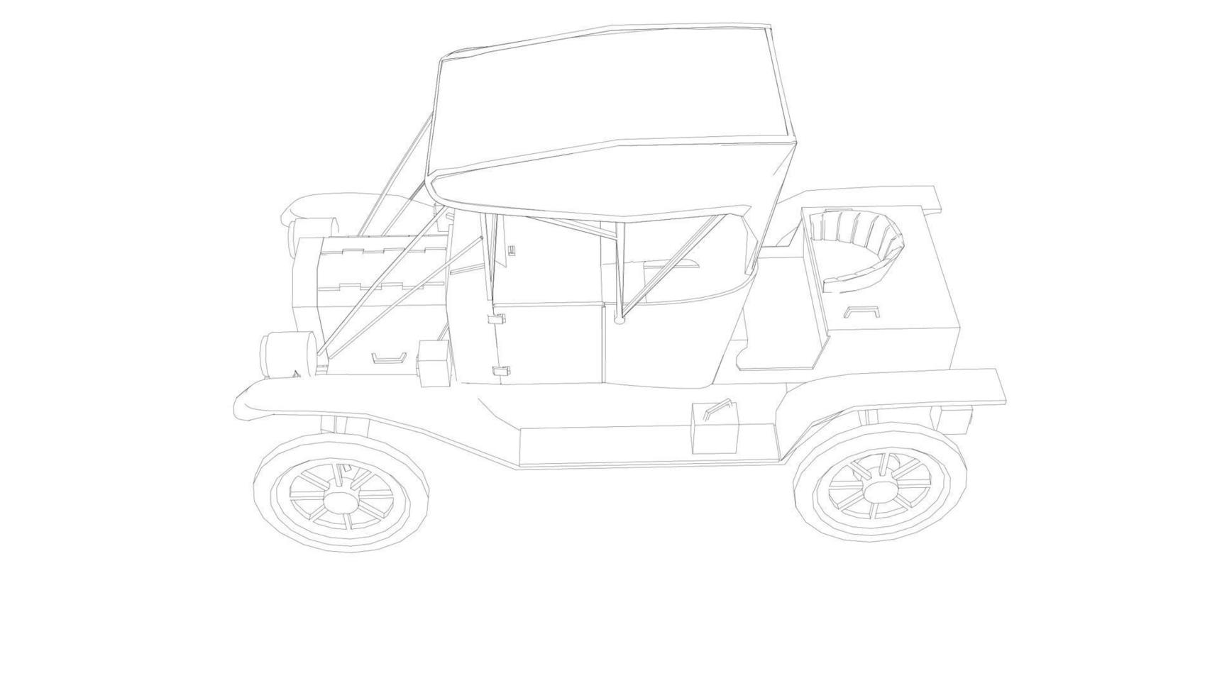 dessin au trait de conception de voiture classique vecteur