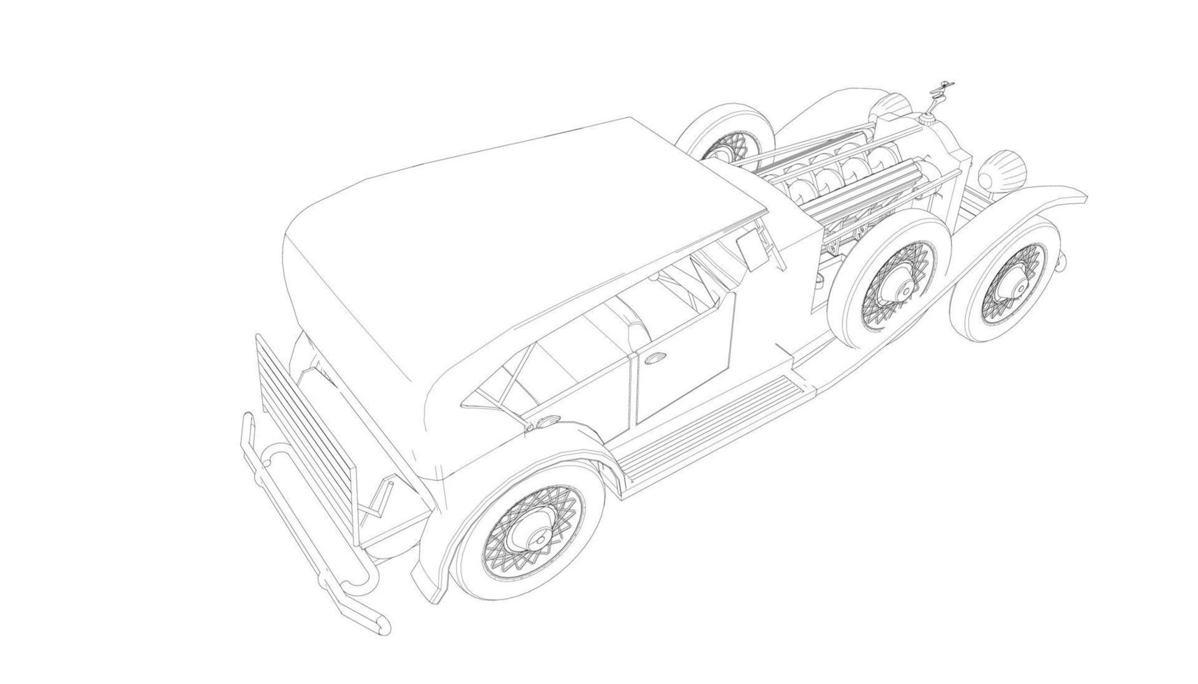 dessin au trait de conception de voiture classique vecteur