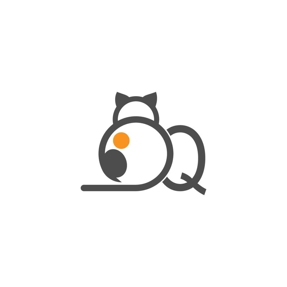 logo d'icône de chat avec vecteur de conception de modèle de lettre q
