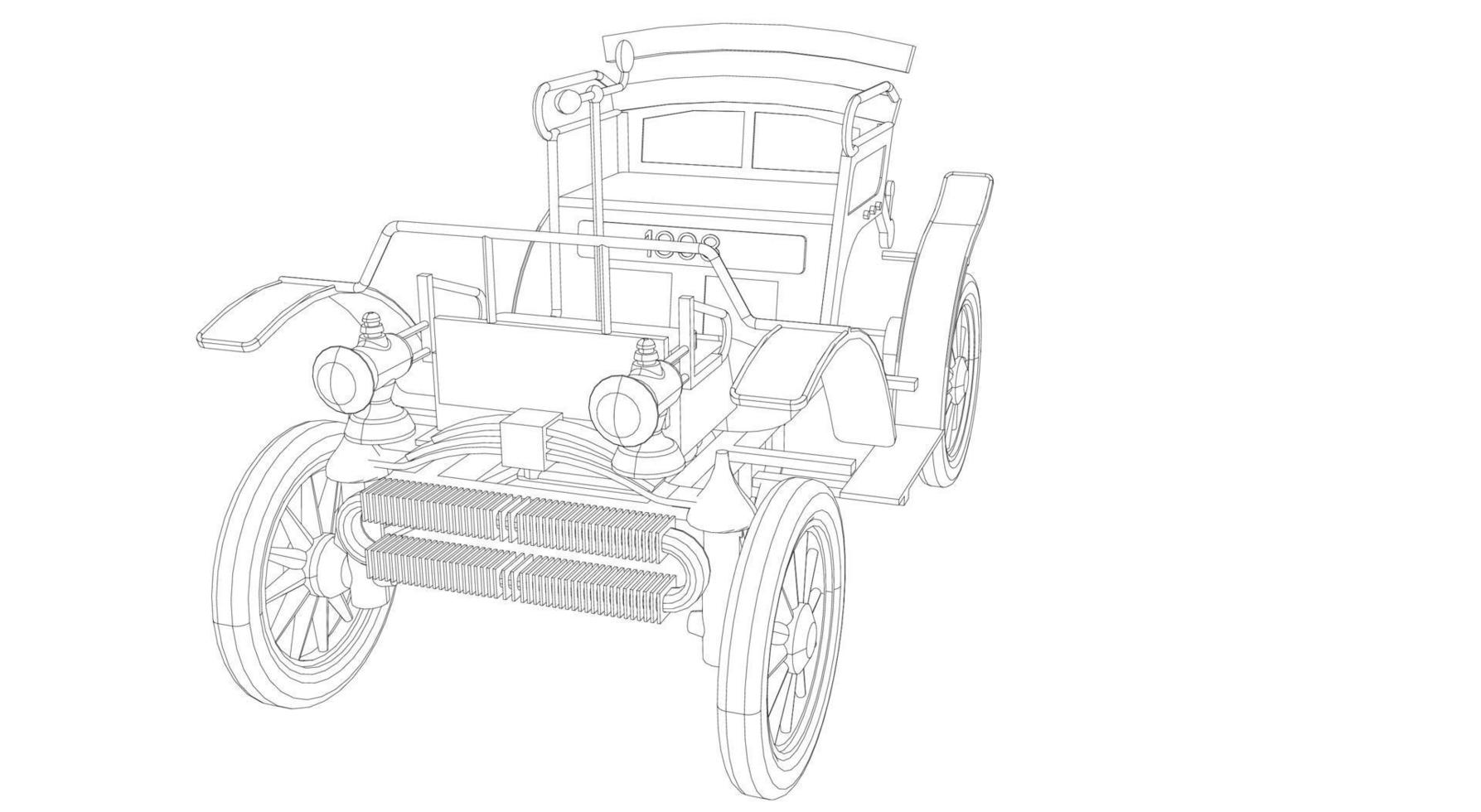 dessin au trait de conception de voiture classique vecteur