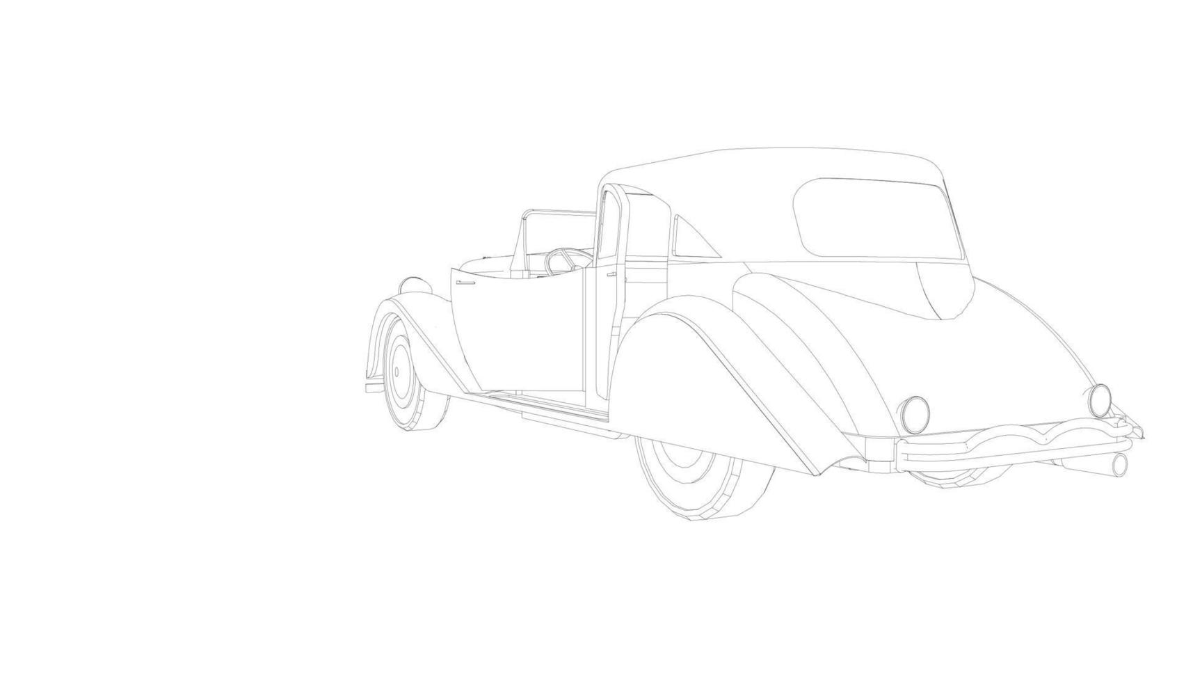 dessin au trait de conception de voiture ancienne vecteur