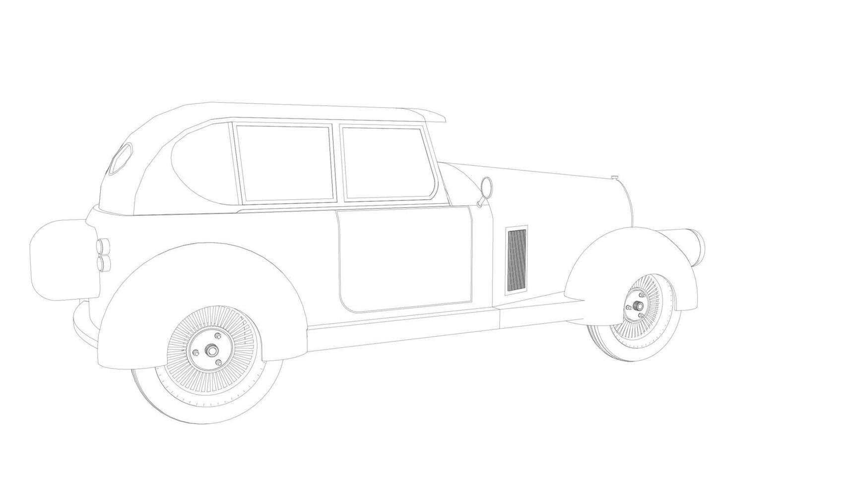 dessin au trait de conception de voitures anciennes vecteur