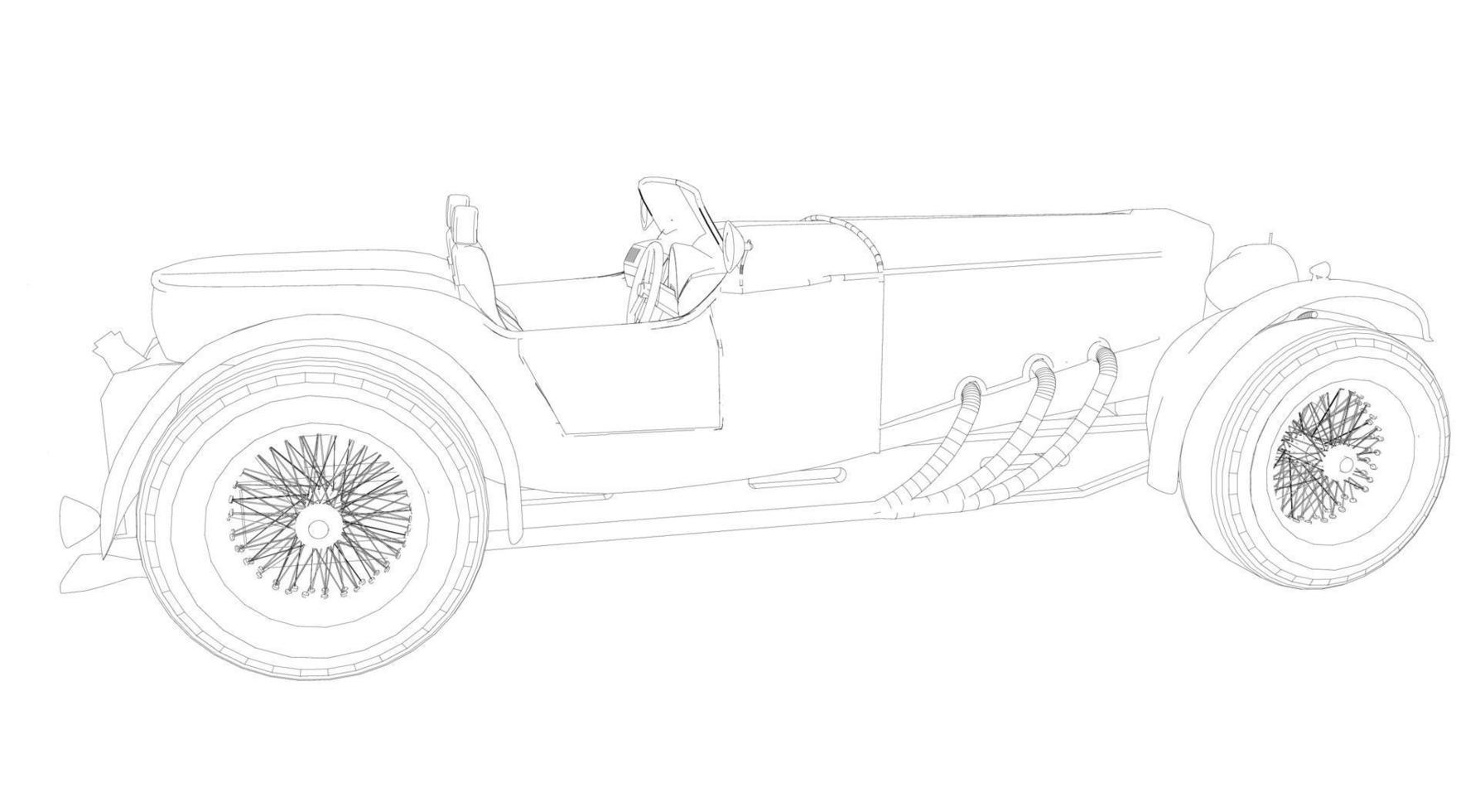 dessin au trait de conception de voiture classique vecteur