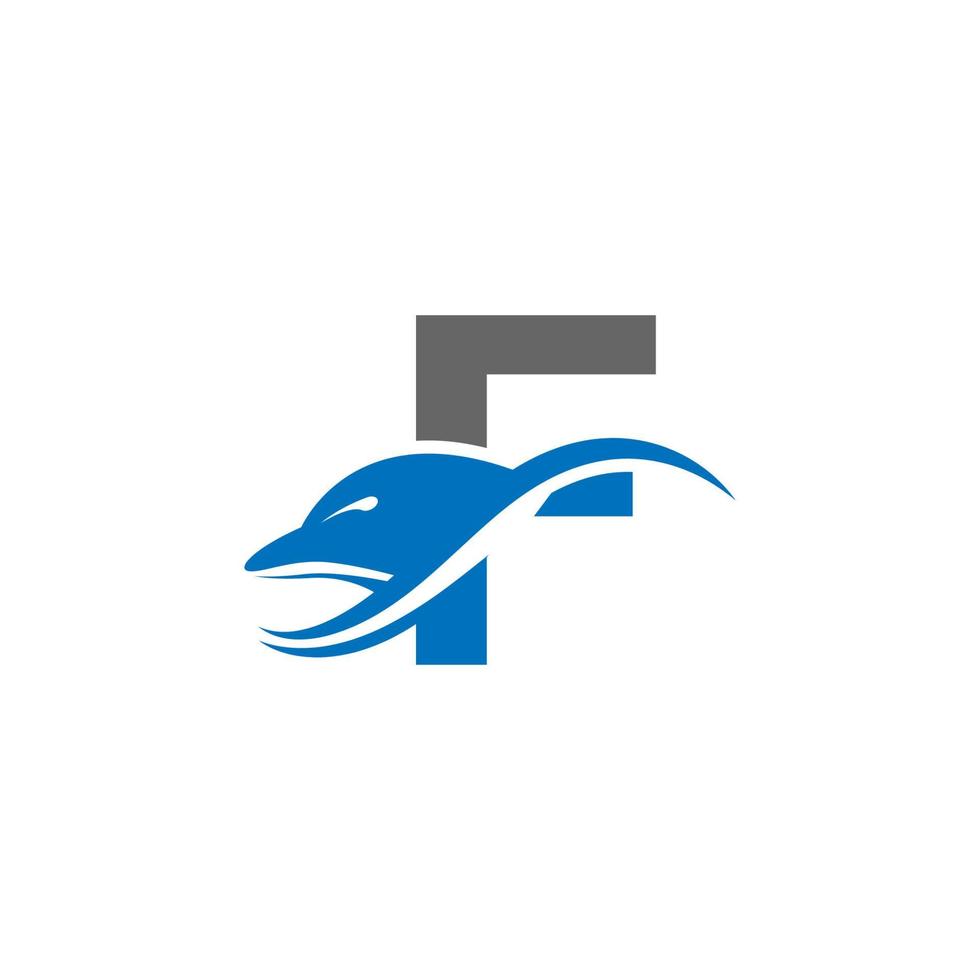 dauphin avec lettre f logo icône design concept vecteur modèle