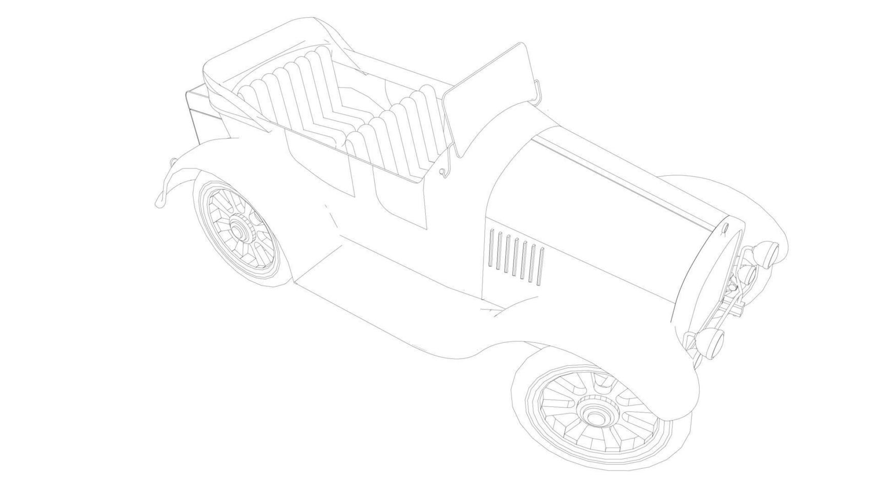 dessin au trait de conception de voitures anciennes vecteur