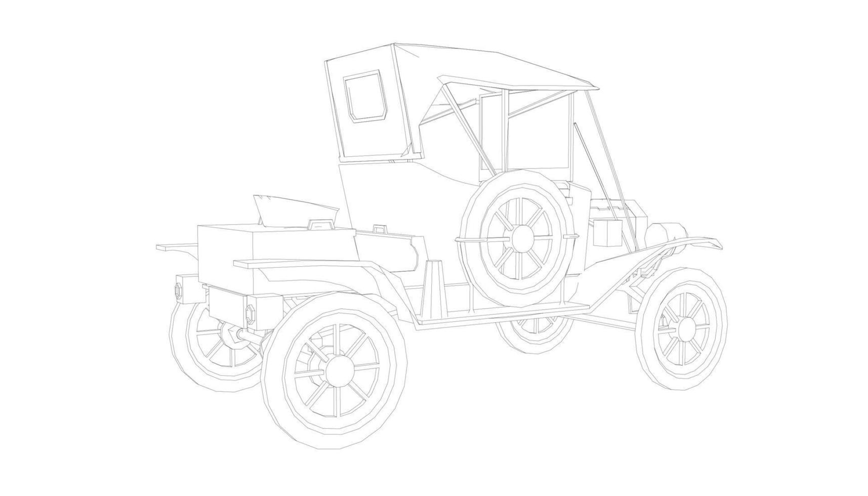 dessin au trait de conception de voiture classique vecteur