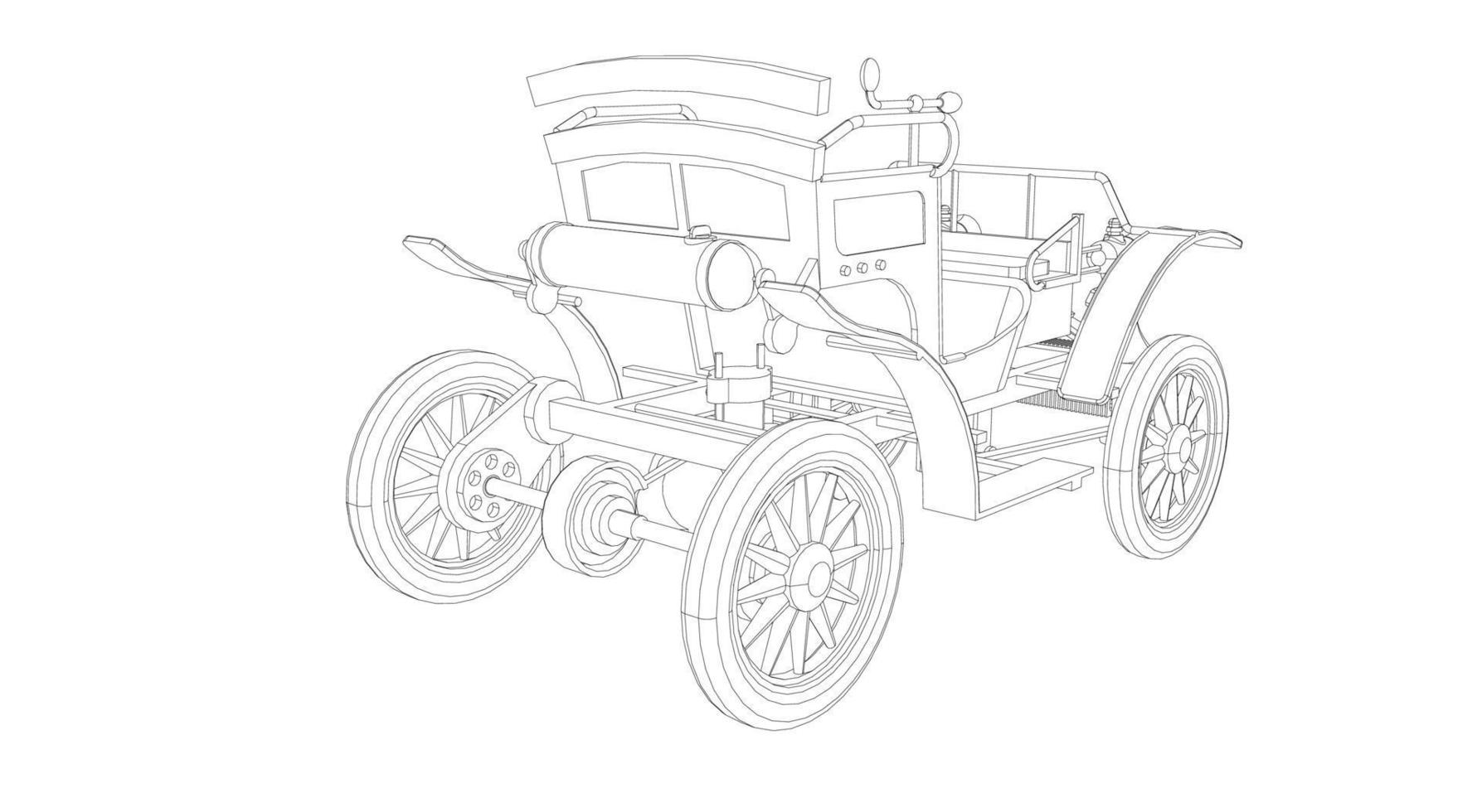 dessin au trait de conception de voiture classique vecteur