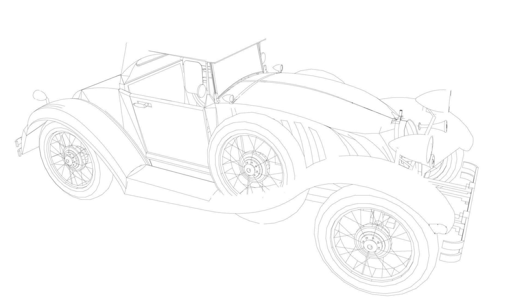 dessin au trait de conception de voiture classique vecteur