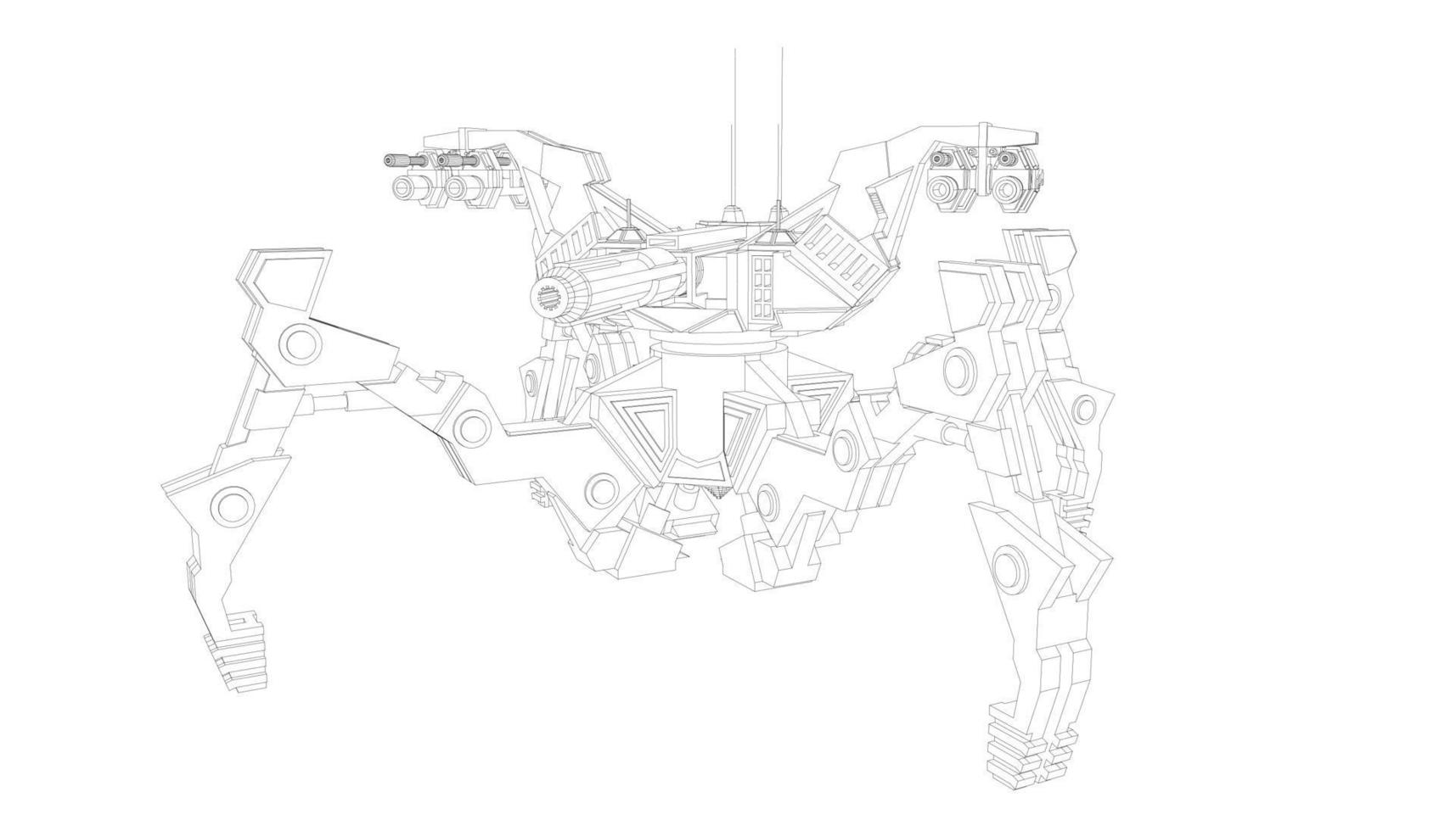 dessin au trait du char destroyer vecteur