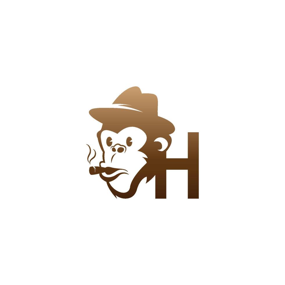 logo d'icône de tête de singe avec la conception de modèle de lettre h vecteur