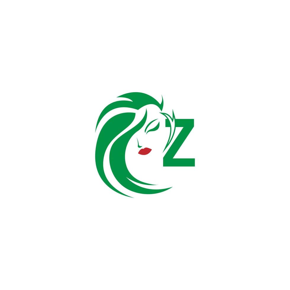 lettre z avec vecteur de conception d'icône de logo de visage de femme