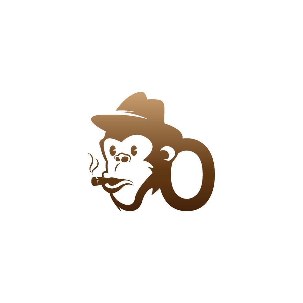 logo d'icône de tête de singe avec la conception de modèle de lettre o vecteur