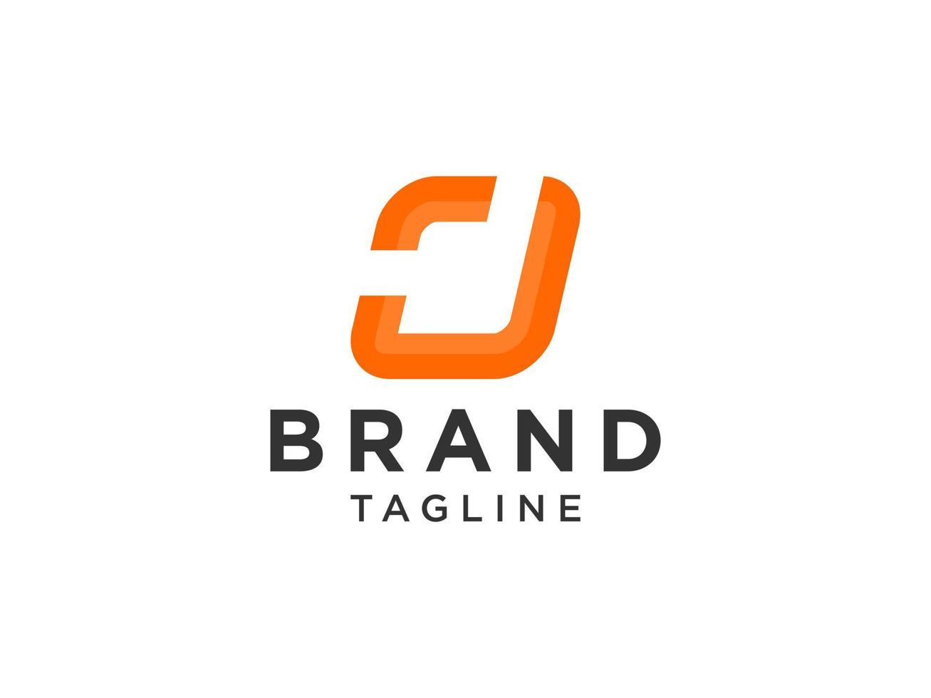 logo abstrait de la lettre initiale j. style linéaire orange isolé sur fond blanc. utilisable pour les logos d'entreprise, de technologie et de marque. élément de modèle de conception de logo vectoriel plat.
