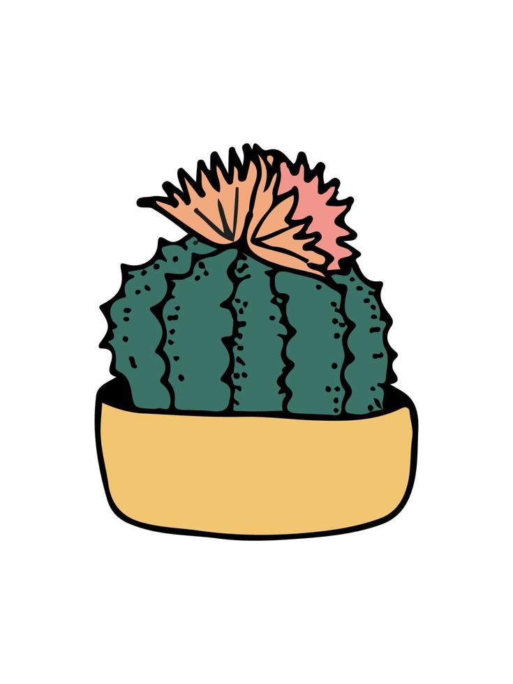 doodle illustration cactus sur blanc. cactus d'illustration de doodle coloré dans un style moderne sur fond blanc. vecteur