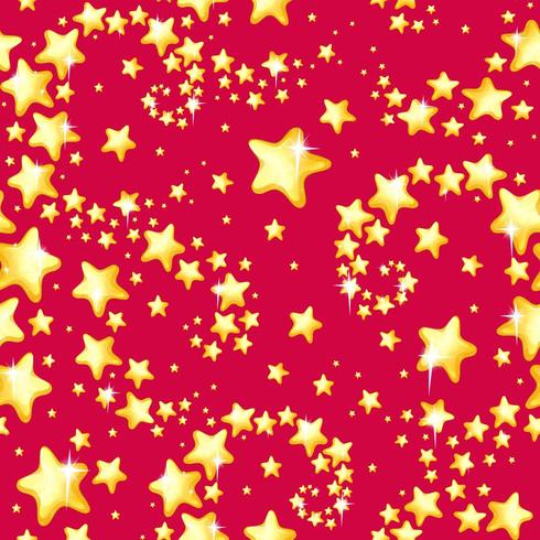 Étoiles d&#39;or brillantes sur motif rouge vecteur