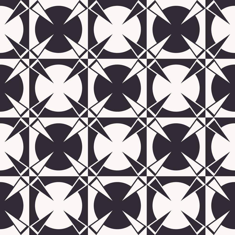 abstrait cercle à carreaux géométriques monochromes noir et blanc avec motif sans soudure en forme d'étoile triangle. utiliser pour le tissu, les éléments de décoration intérieure, l'emballage. vecteur