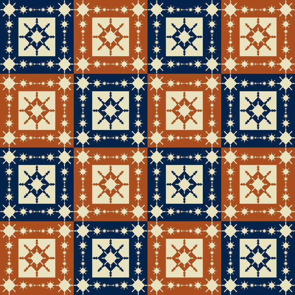 couleur traditionnelle ethnique flocon de neige nordique forme carrée sans soudure de fond. utilisation pour le tissu, le textile, les éléments de décoration intérieure, le rembourrage, l'emballage. vecteur