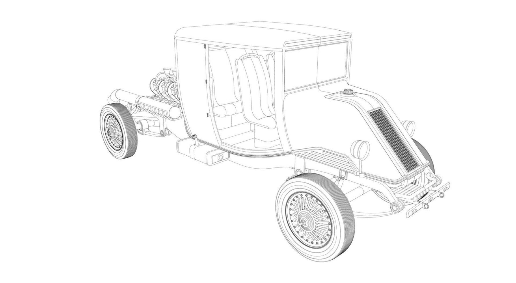 dessin au trait de conception de voitures anciennes vecteur