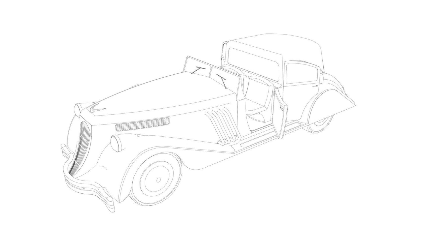 dessin au trait de conception de voiture ancienne vecteur