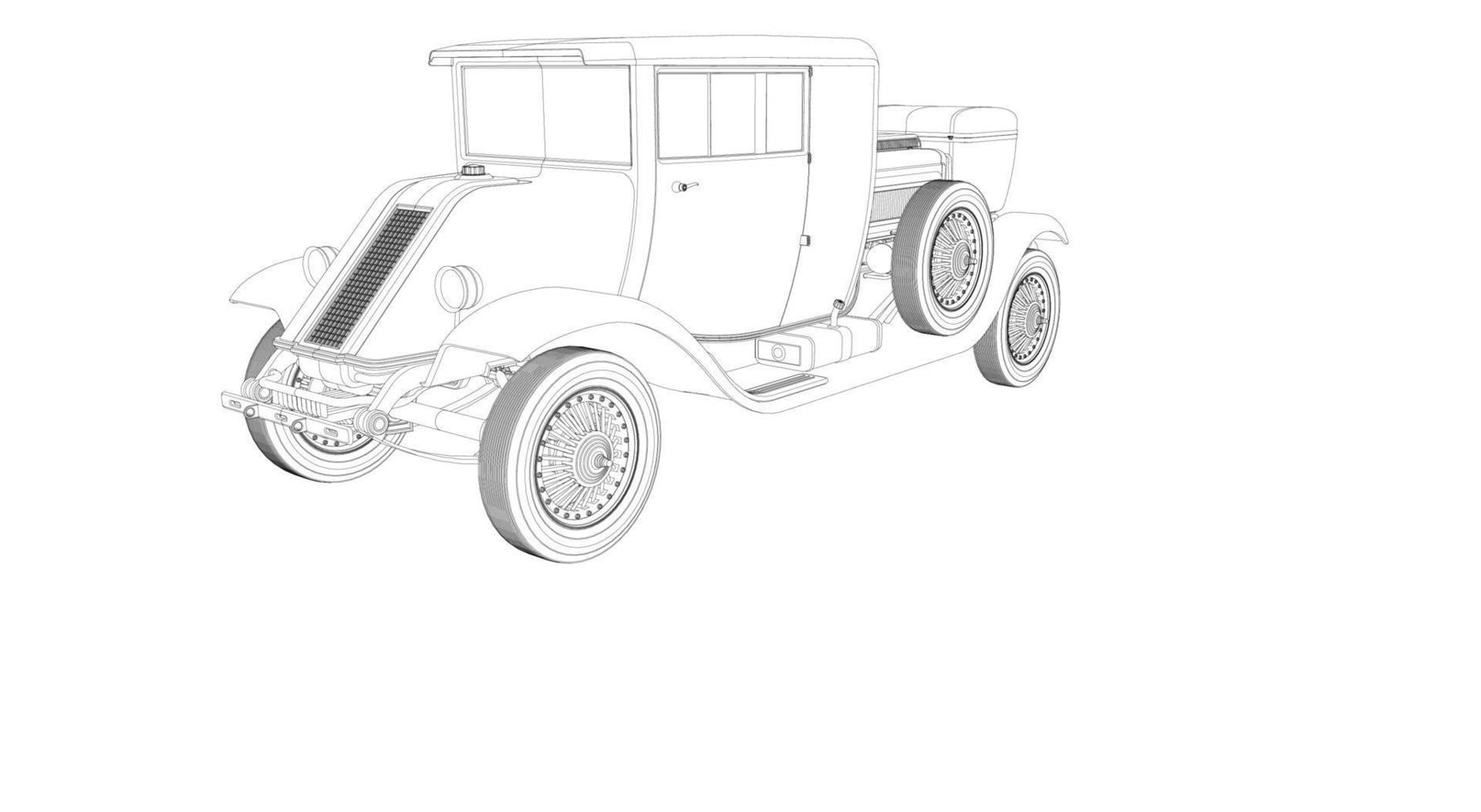 dessin au trait de conception de voiture ancienne vecteur