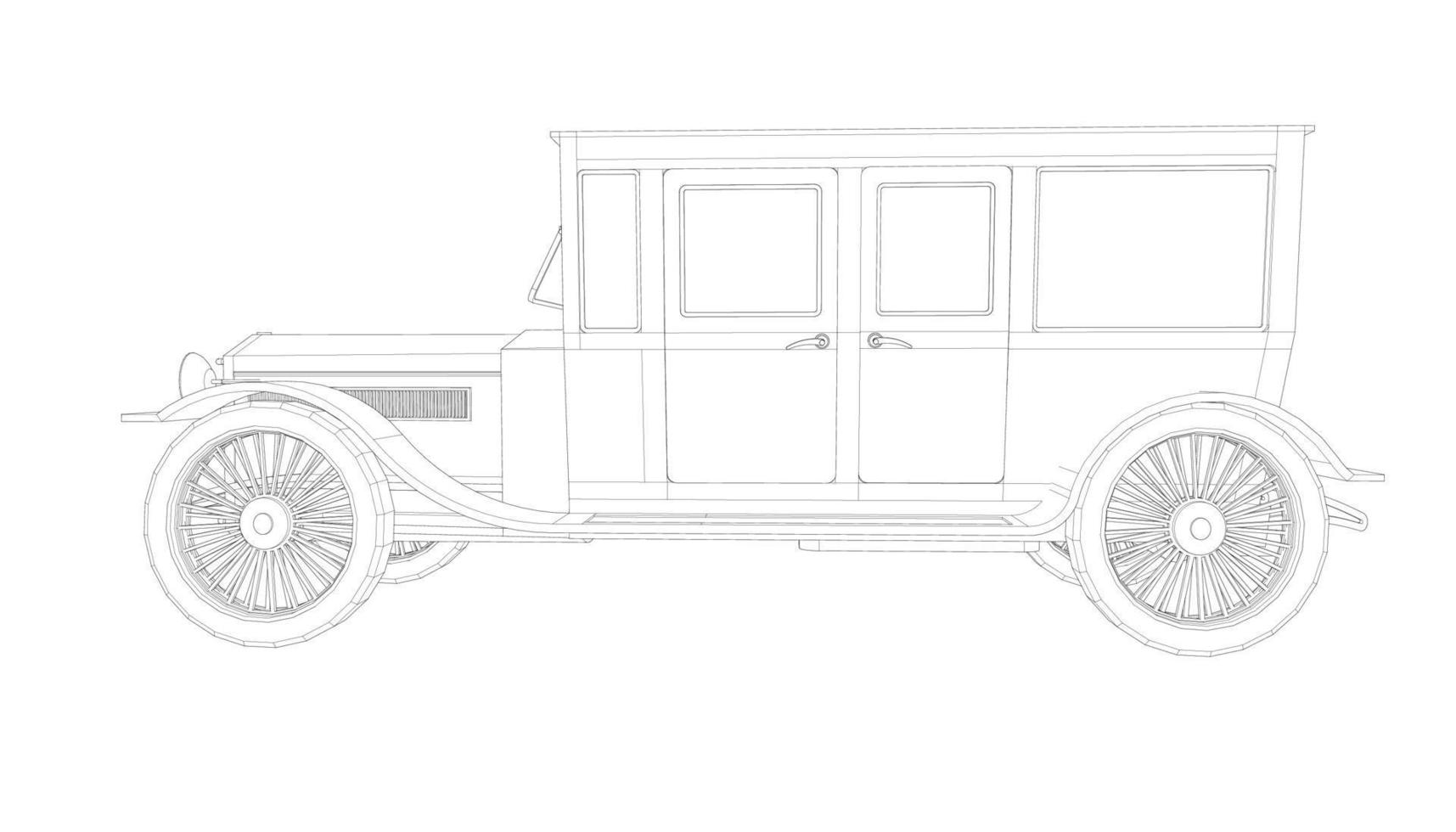 dessin au trait de conception de voiture ancienne vecteur