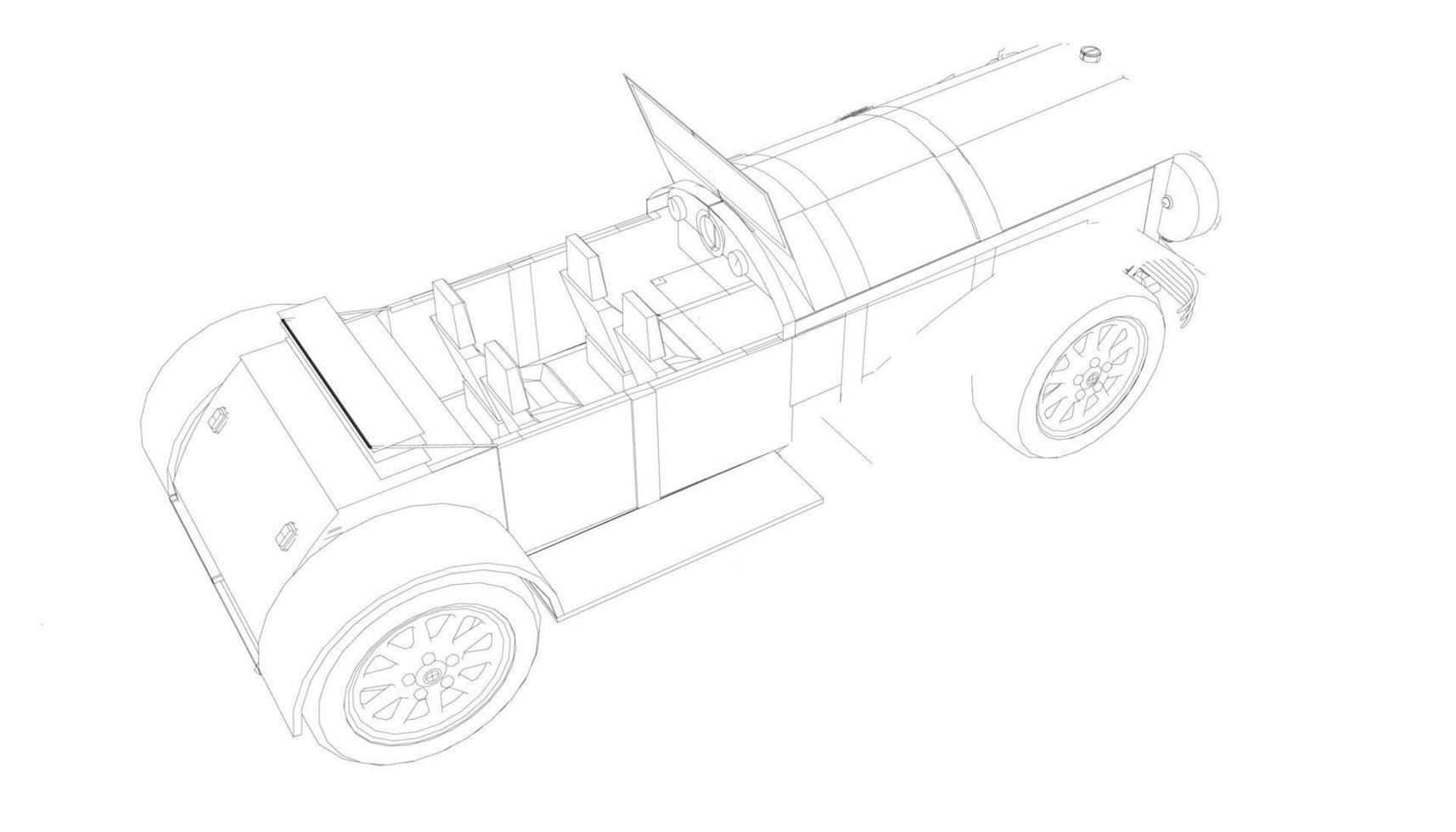 dessin au trait de conception de voiture ancienne vecteur