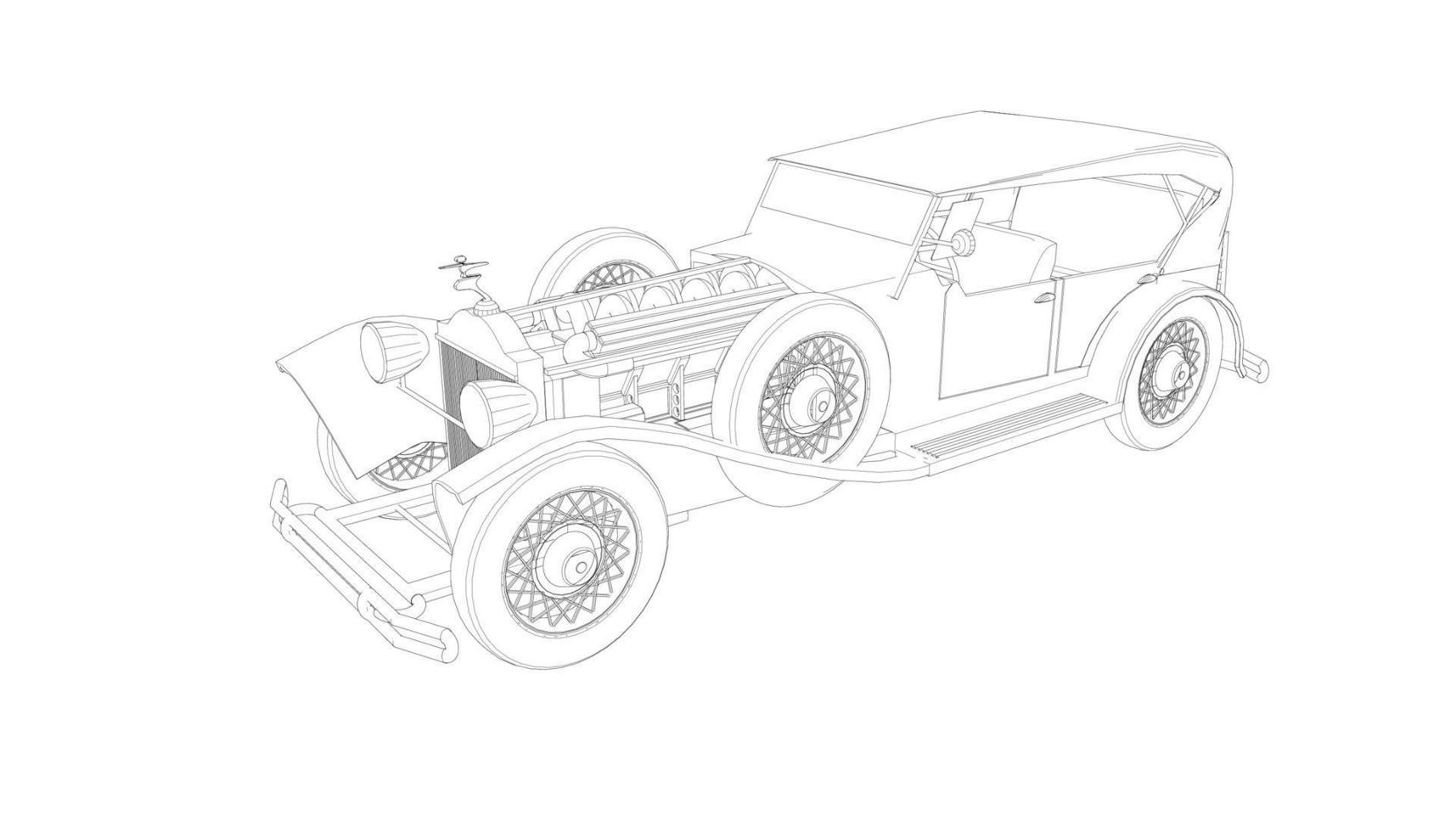 dessin au trait de conception de voiture classique vecteur