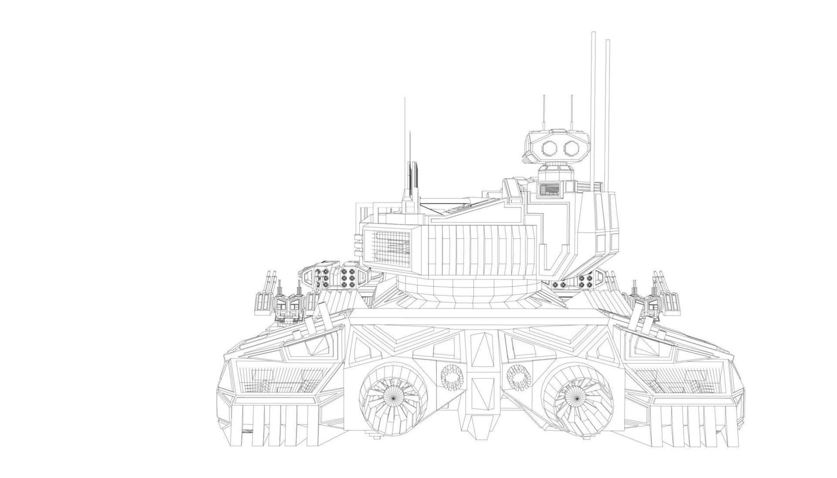 dessin au trait du char destroyer vecteur