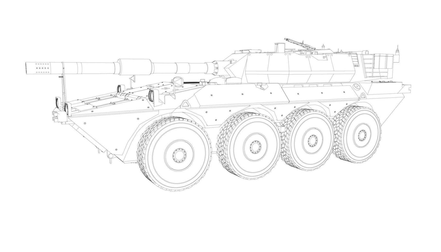 dessin au trait du char destroyer vecteur