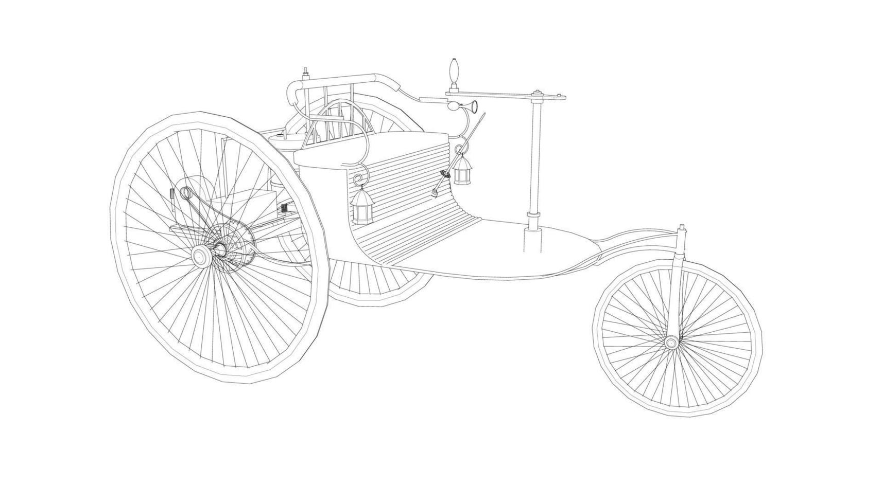 dessin au trait de conception de voiture classique vecteur