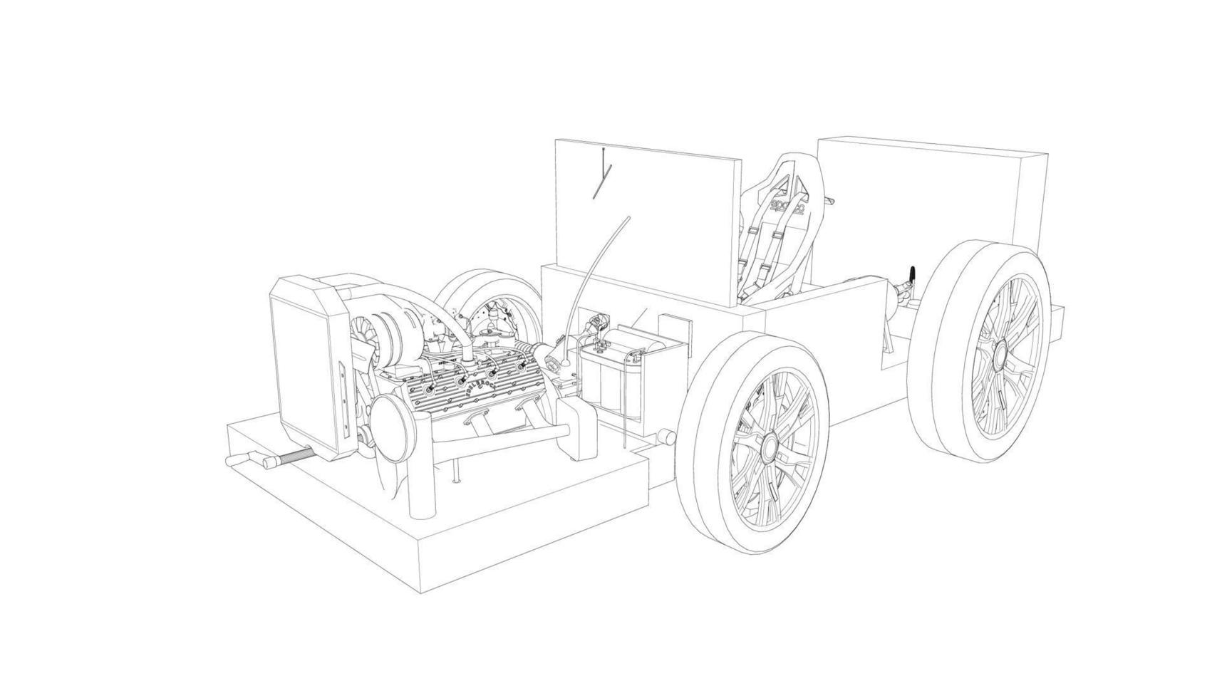 dessin au trait de conception de voiture classique vecteur