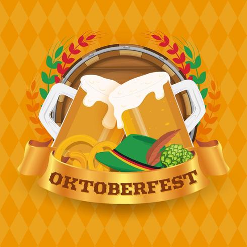 Concept de badge et de fond festival de la bière Oktoberfest vecteur