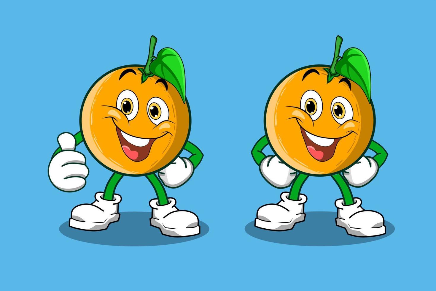 mascotte orange avec un vecteur de conception d'expression faciale joyeuse