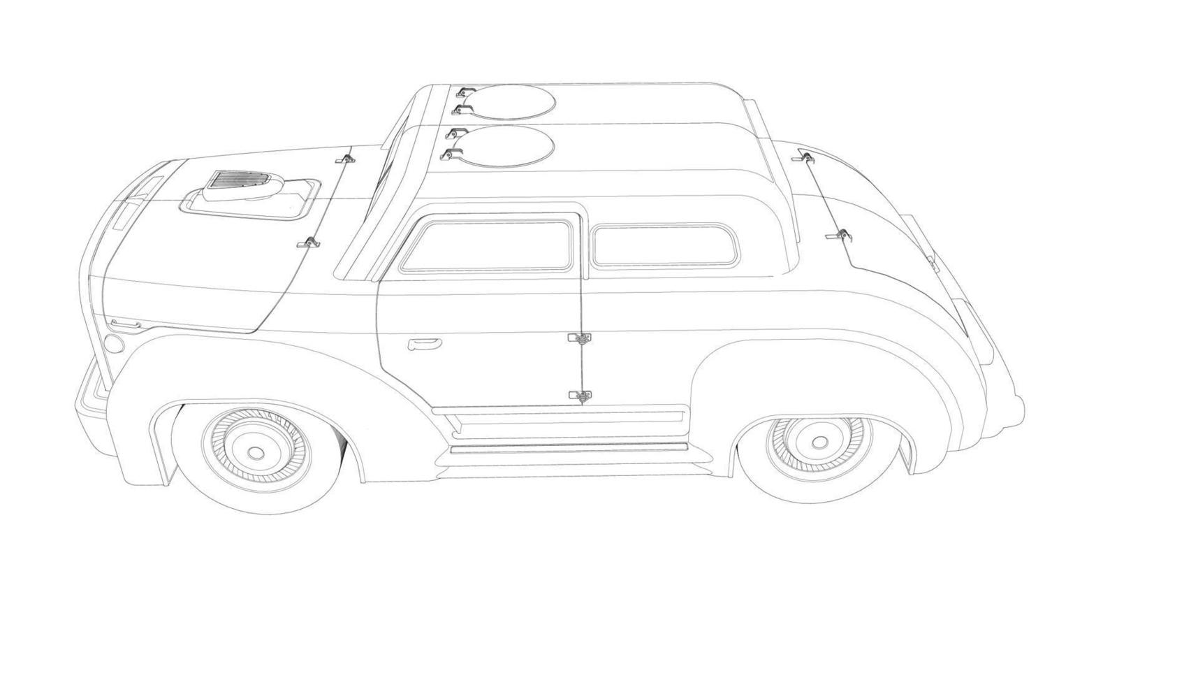 dessin au trait de conception de voiture ancienne vecteur