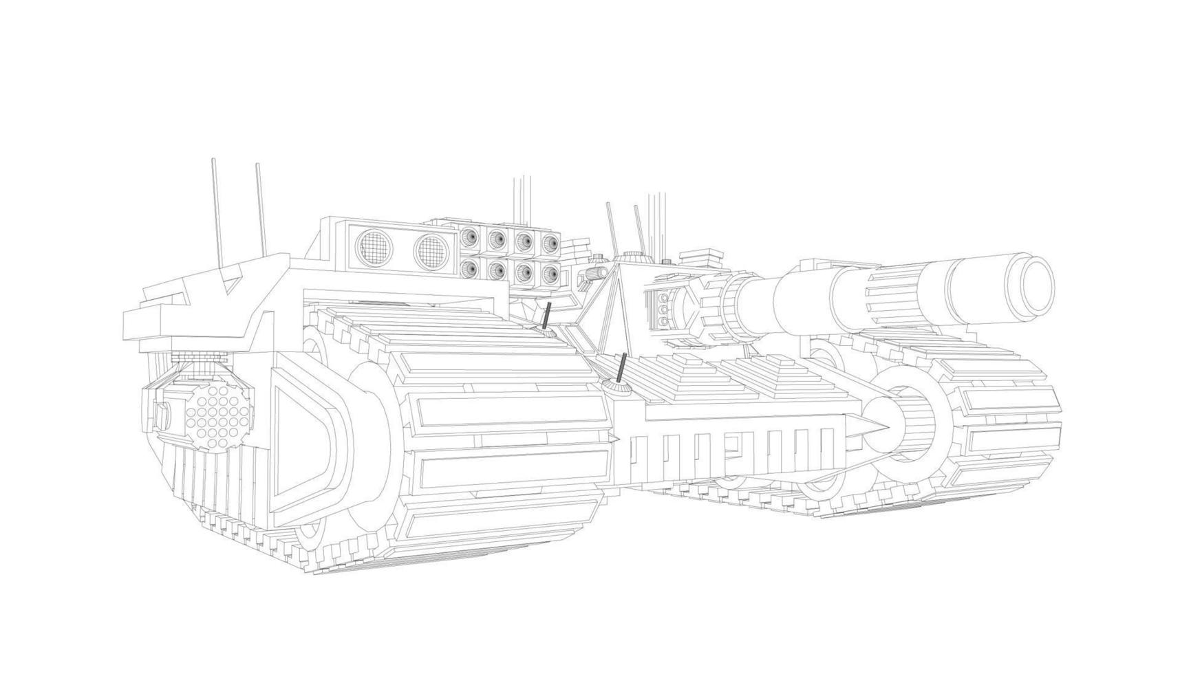 dessin au trait du char d'assaut vecteur