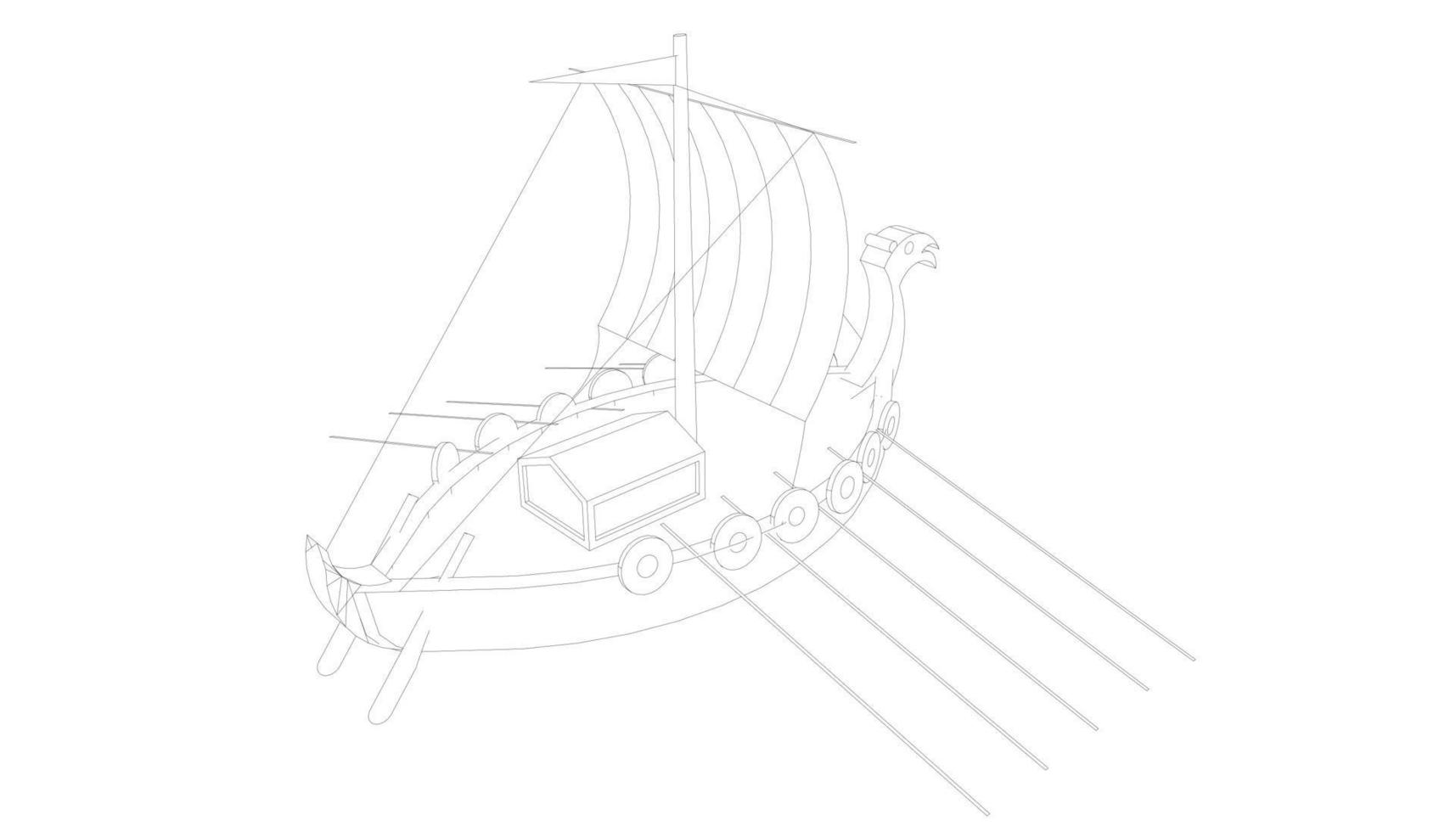 voilier classique de style lineart vecteur