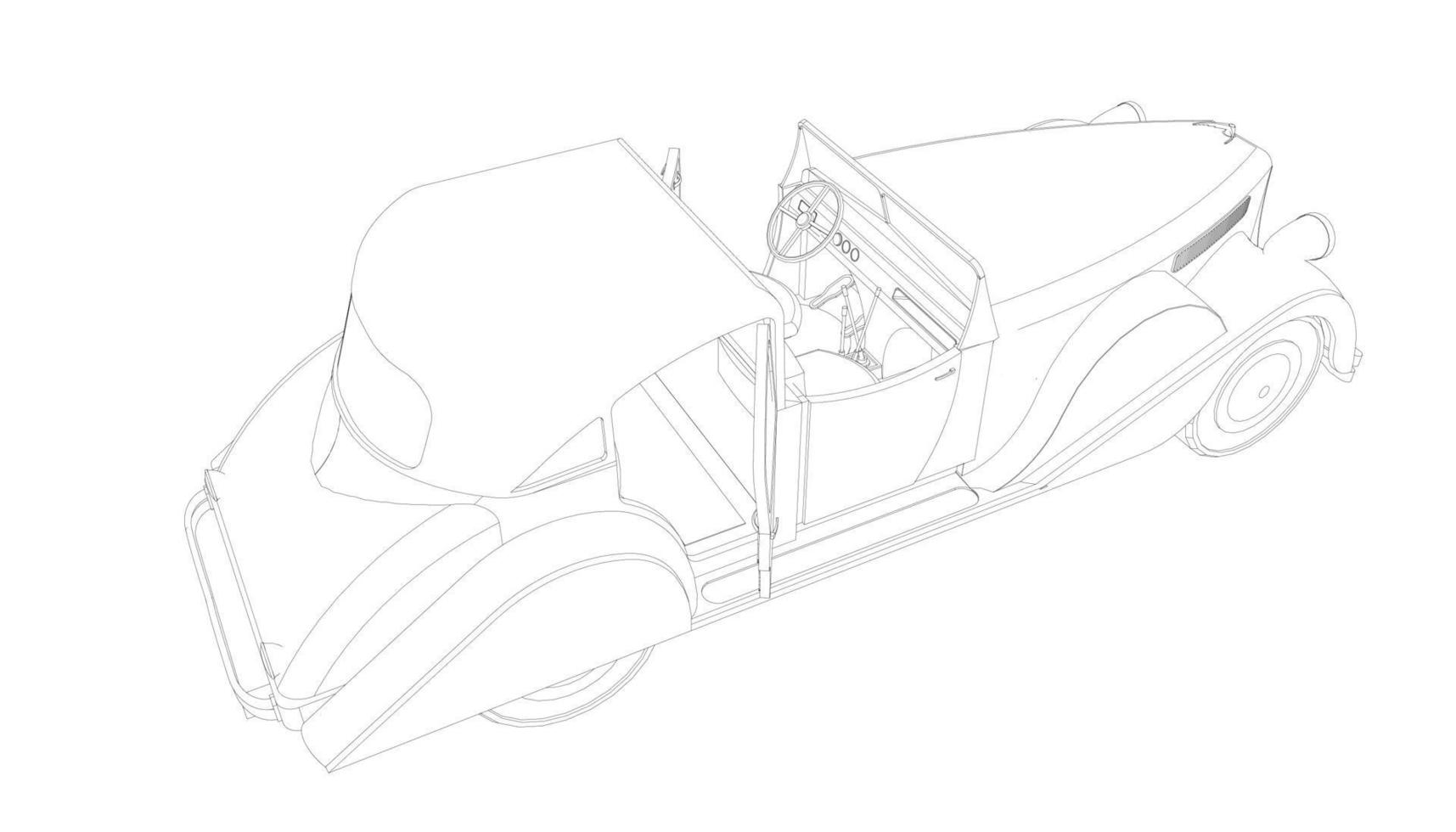 dessin au trait de conception de voiture ancienne vecteur