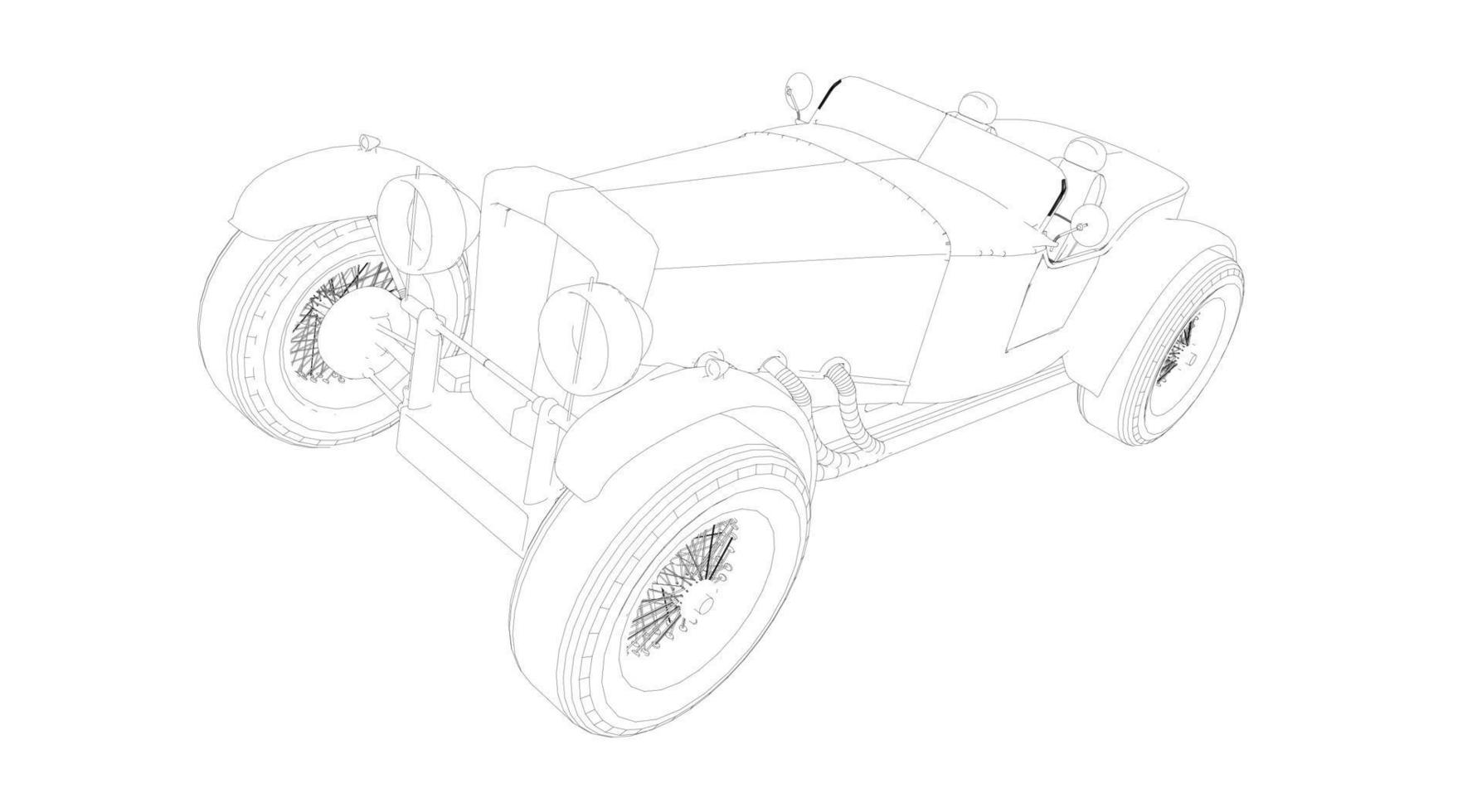 dessin au trait de conception de voiture classique vecteur